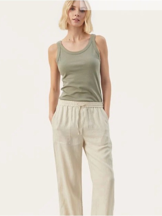 Part Two Pants - Part Two Linen Relaxed Drawstring Pants in Cream Size 4 (Small)